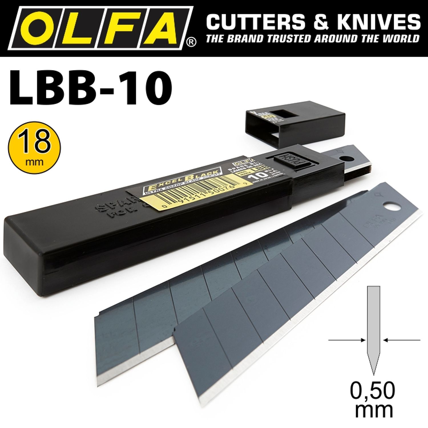 OLFA Blades Excel Black 10 Pack Ultra Sharp 18mm